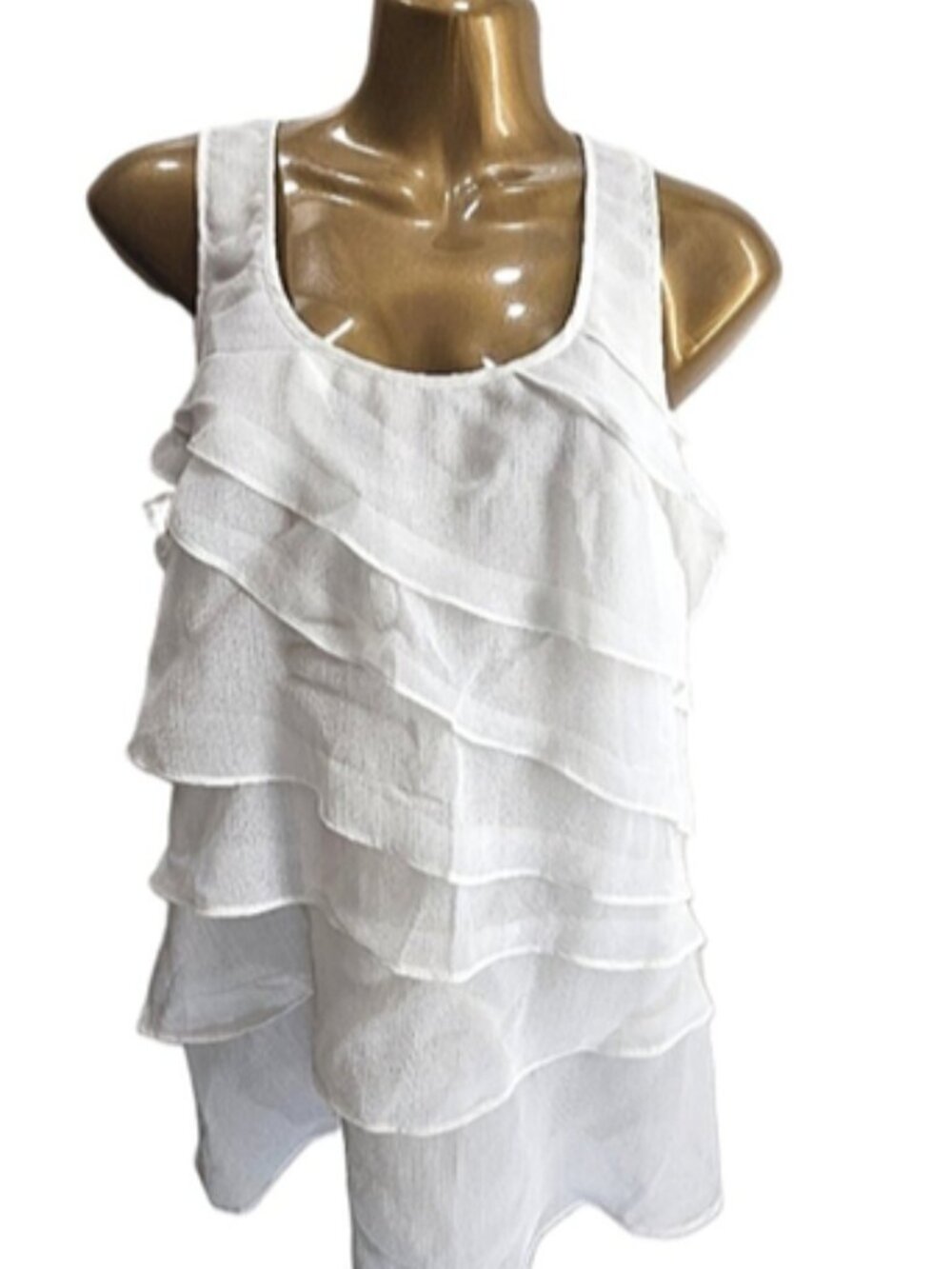 Boston Proper White Layered Tank Top size 8